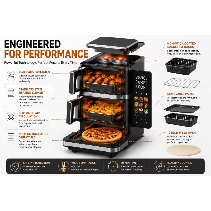 Air Fryer - Electric Air Fryer, Pizza Baking Features