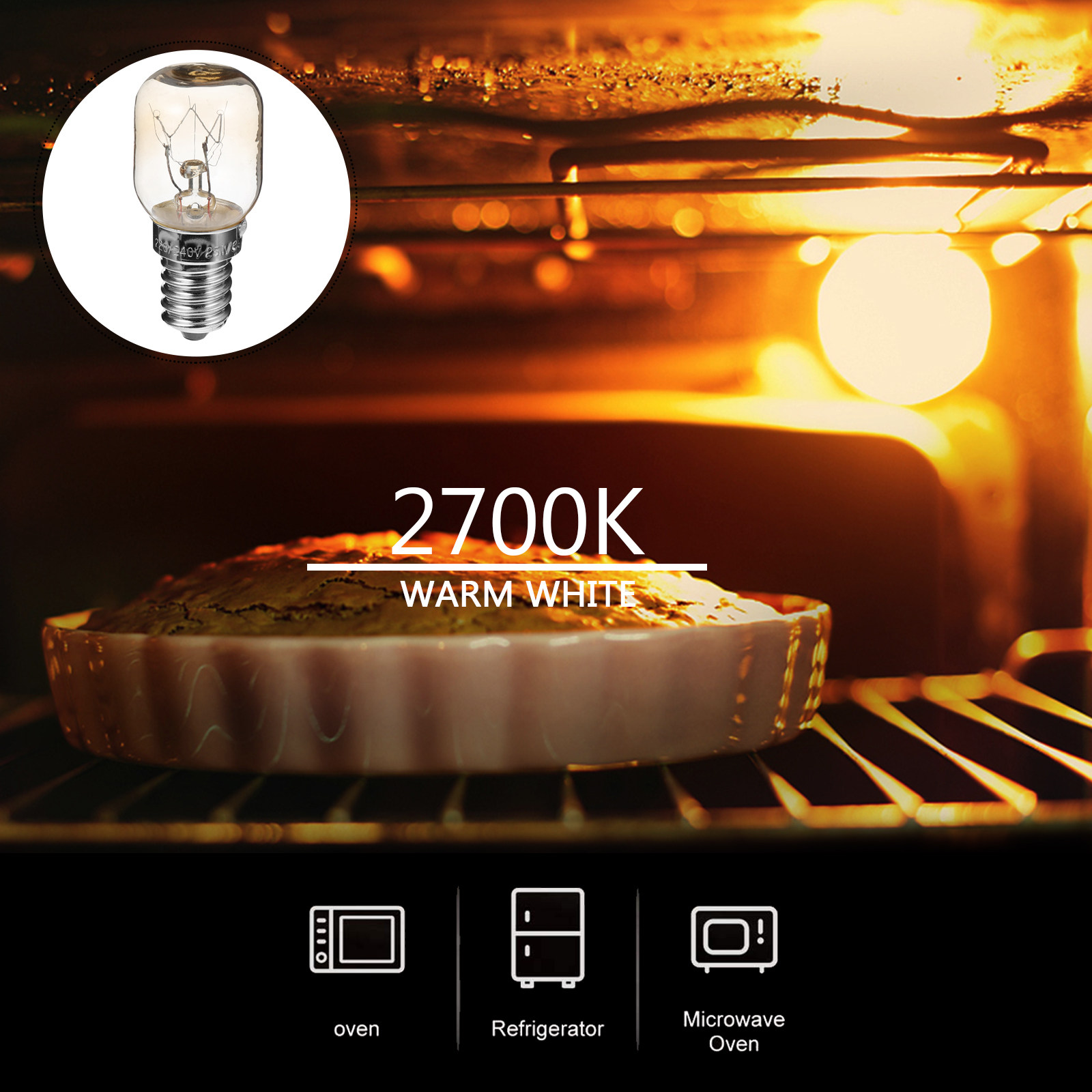 Microwave Oven - 4Pcs Oven Lamp Bulb Heat-Resistant Tungsten