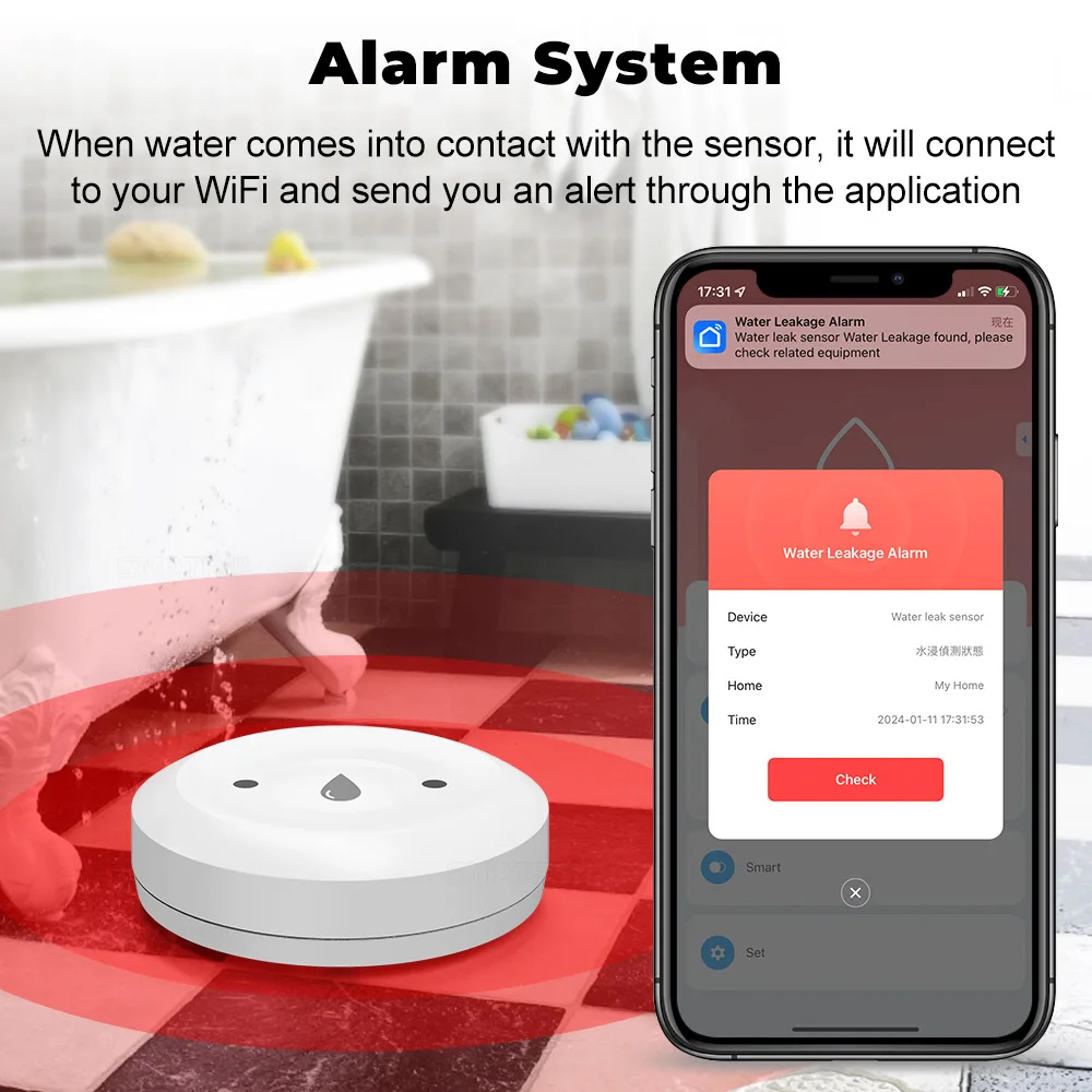 Tuya Zigbee Smart Water Leak S - Kitchen Appliances Video recension och pris