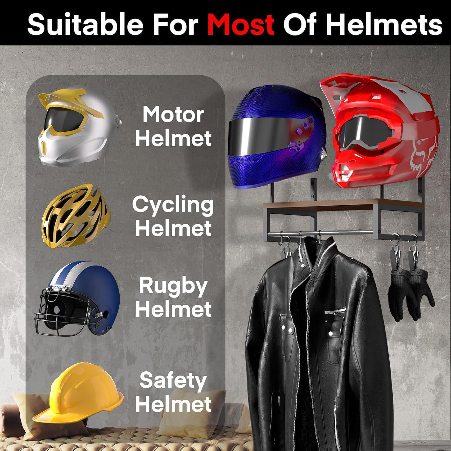 Wooden Motorcycle Helmet Wall  - Kitchen Appliances Cabinet recension och pris